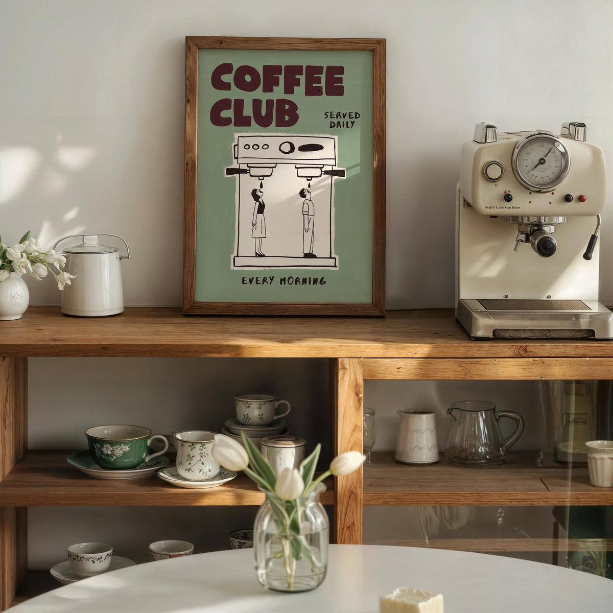 Coffee Poster, Hand-Drawn Retro Espresso Machine Art, Coffee Bar Decor (MR167) — poster 4