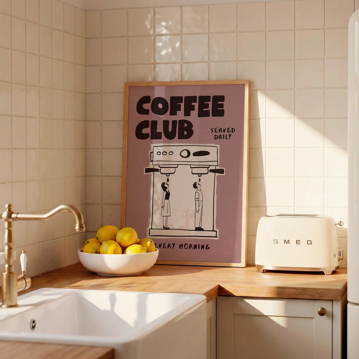 Coffee Poster, Hand-Drawn Retro Espresso Machine Art, Coffee Bar Decor (MR167) — poster 2