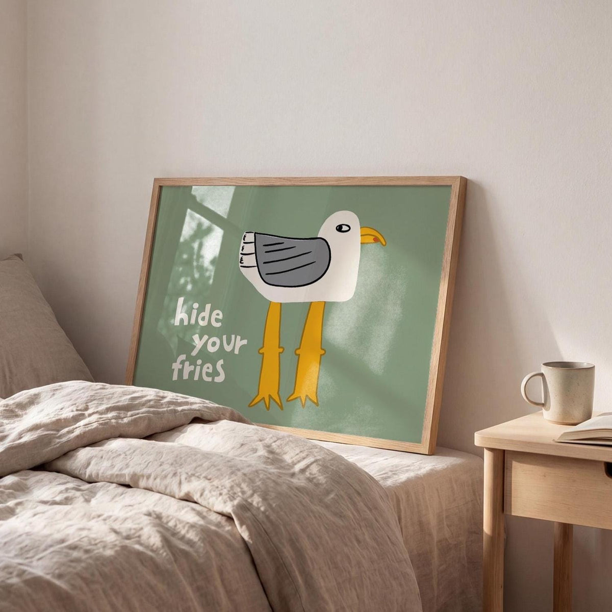 Funny Seagull Print, Quirky Coastal Wall Art, Hide Your Fries Poster (MR161) — poster 10