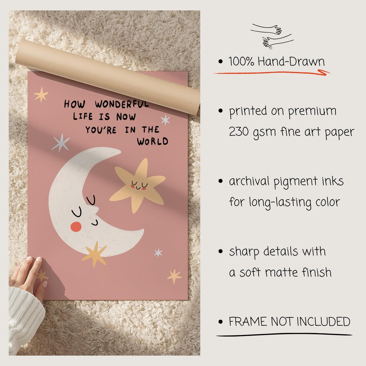 How Wonderful Life Is Now You’re In The World Print, Nursery Wall Art, Playroom Decor, New Baby Gift (MR155) — poster 5