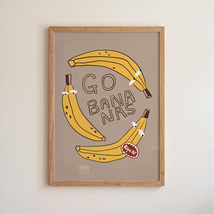 Go Bananas Poster, Funny Banana Art, Quirky Kitchen Wall Art, Weird Food Decor (MR163) — poster 16