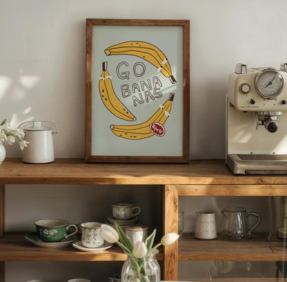 Go Bananas Poster, Funny Banana Art, Quirky Kitchen Wall Art, Weird Food Decor (MR163) — poster 6