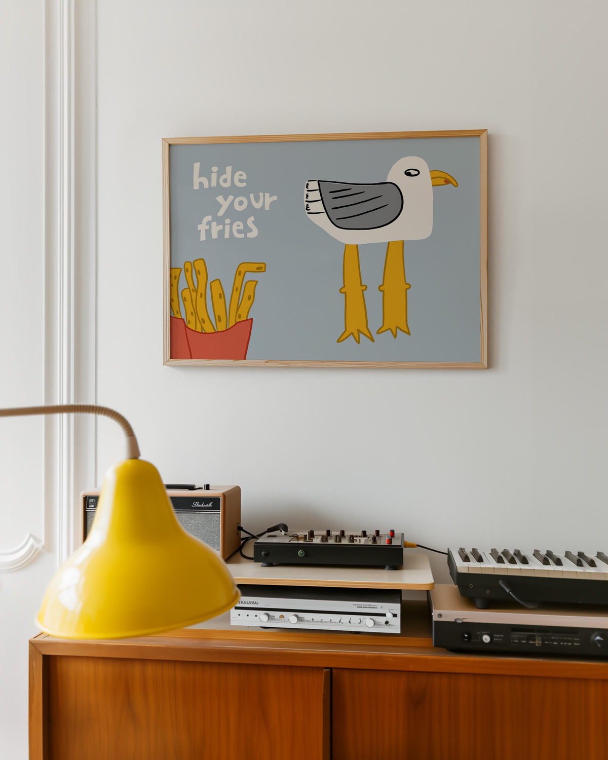 Funny Seagull Print, Beachy Wall Art, Quirky Beach House Decor, Hide Your Fries (MR162) — poster 6