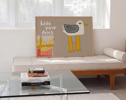 Funny Seagull Print, Beachy Wall Art, Quirky Beach House Decor, Hide Your Fries (MR162) — poster 7