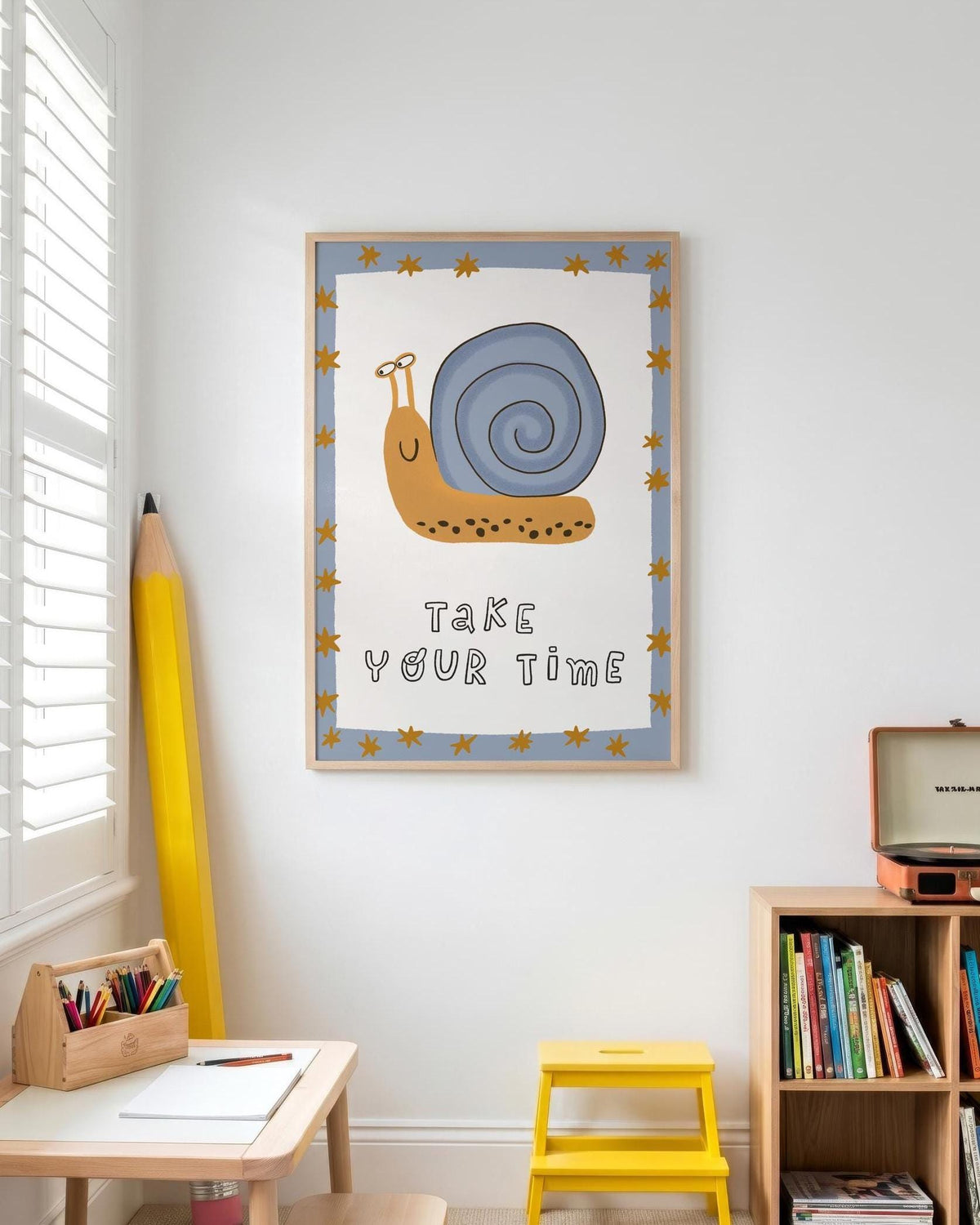 Snail Nursery Art Print, Take Your Time, Kids Affirmation, Hand Drawn Playroom Decor (MR165) — poster 3