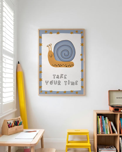 Snail Nursery Art Print, Take Your Time, Kids Affirmation, Hand Drawn Playroom Decor (MR165) — poster 3