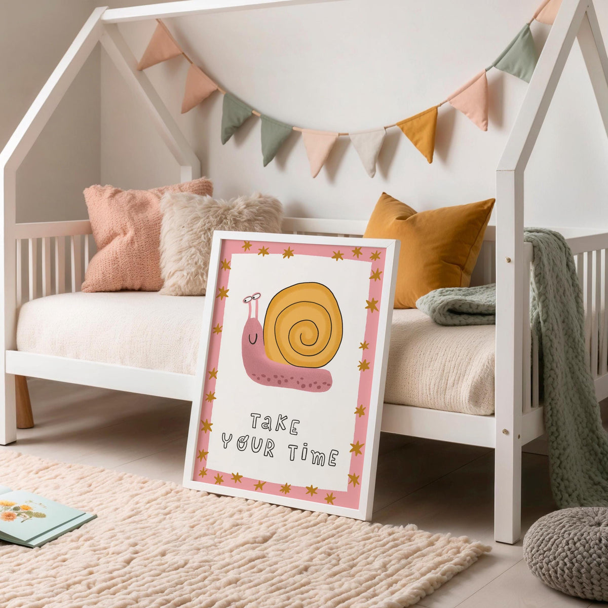 Snail Nursery Art Print, Take Your Time, Kids Affirmation, Hand Drawn Playroom Decor (MR165) — poster 4