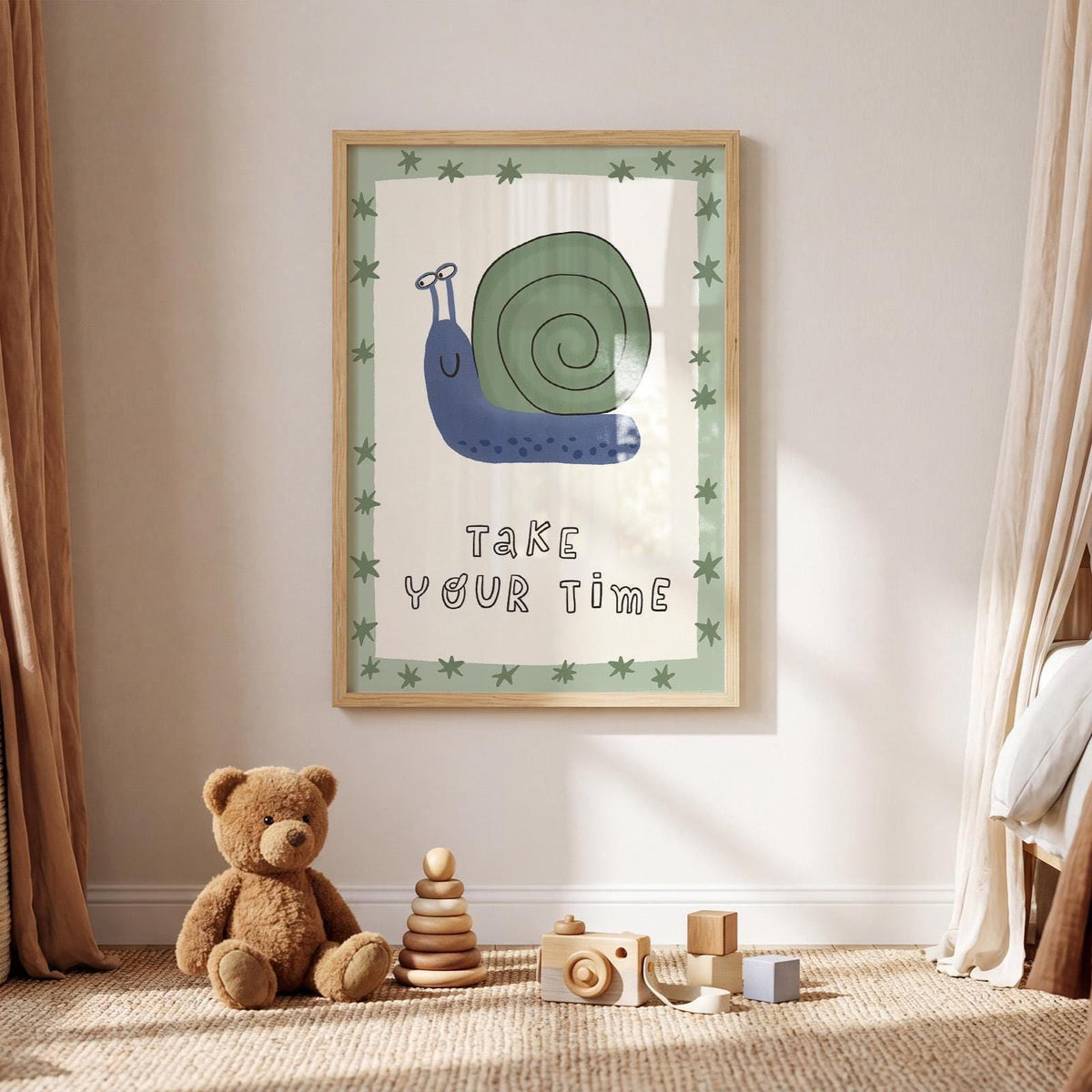 Snail Nursery Art Print, Take Your Time, Kids Affirmation, Hand Drawn Playroom Decor (MR165) — poster 2