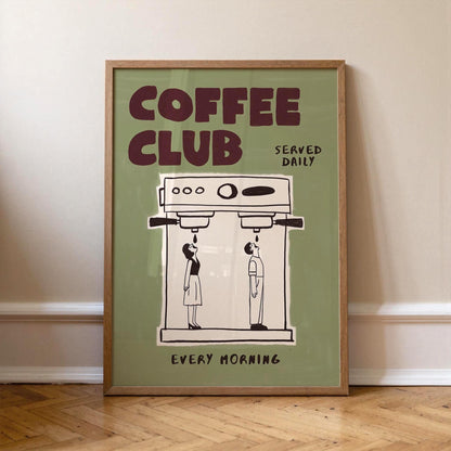 Coffee Poster, Hand-Drawn Retro Espresso Machine Art, Coffee Bar Decor (MR167) — poster 1