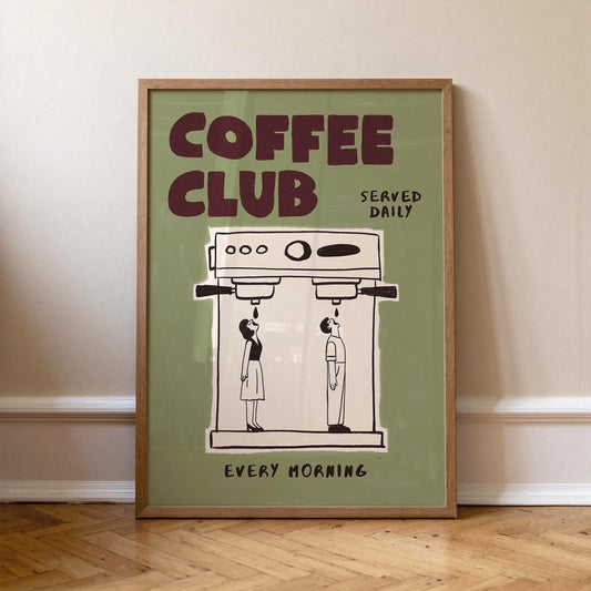 Coffee Poster, Hand-Drawn Retro Espresso Machine Art, Coffee Bar Decor (MR167) — poster 1