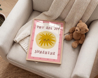 You Are My Sunshine Print, Hand Drawn Poster, Sun Playroom Wall Art, Nursery Decor (MR168) — poster 8