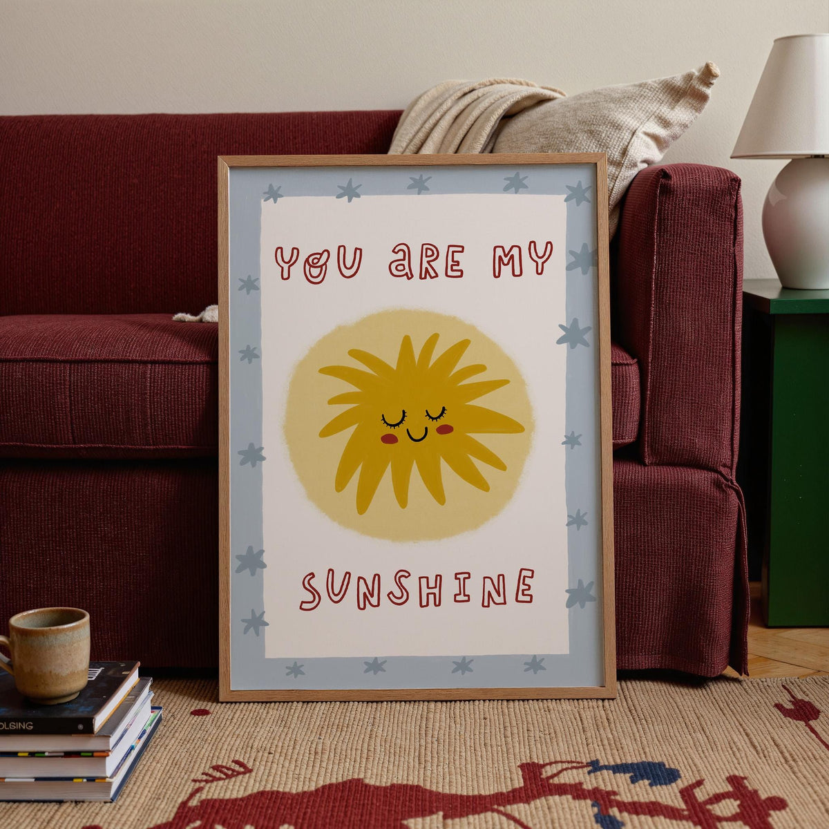 You Are My Sunshine Print, Hand Drawn Poster, Sun Playroom Wall Art, Nursery Decor (MR168) — poster 5