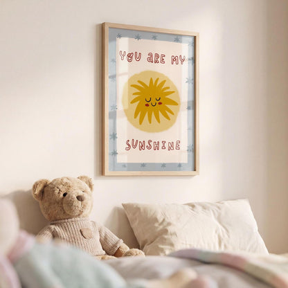 You Are My Sunshine Print, Hand Drawn Poster, Sun Playroom Wall Art, Nursery Decor (MR168) — poster 3
