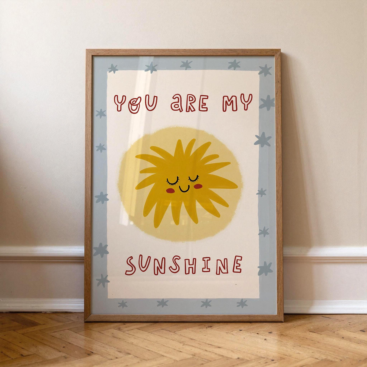 You Are My Sunshine Print, Hand Drawn Poster, Sun Playroom Wall Art, Nursery Decor (MR168) — poster 1
