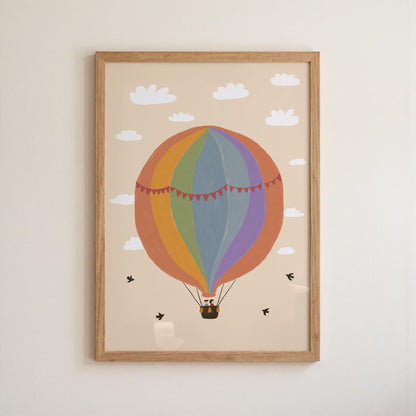 Hot Air Balloon Nursery Print, Whimsical Playroom Wall Art, Hand-Drawn Kids Room Decor (MR172) — poster 12