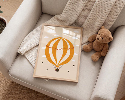 Hot Air Balloon Nursery Print, Whimsical Playroom Wall Art, Hand-Drawn Kids Room Decor (MR172) — poster 4