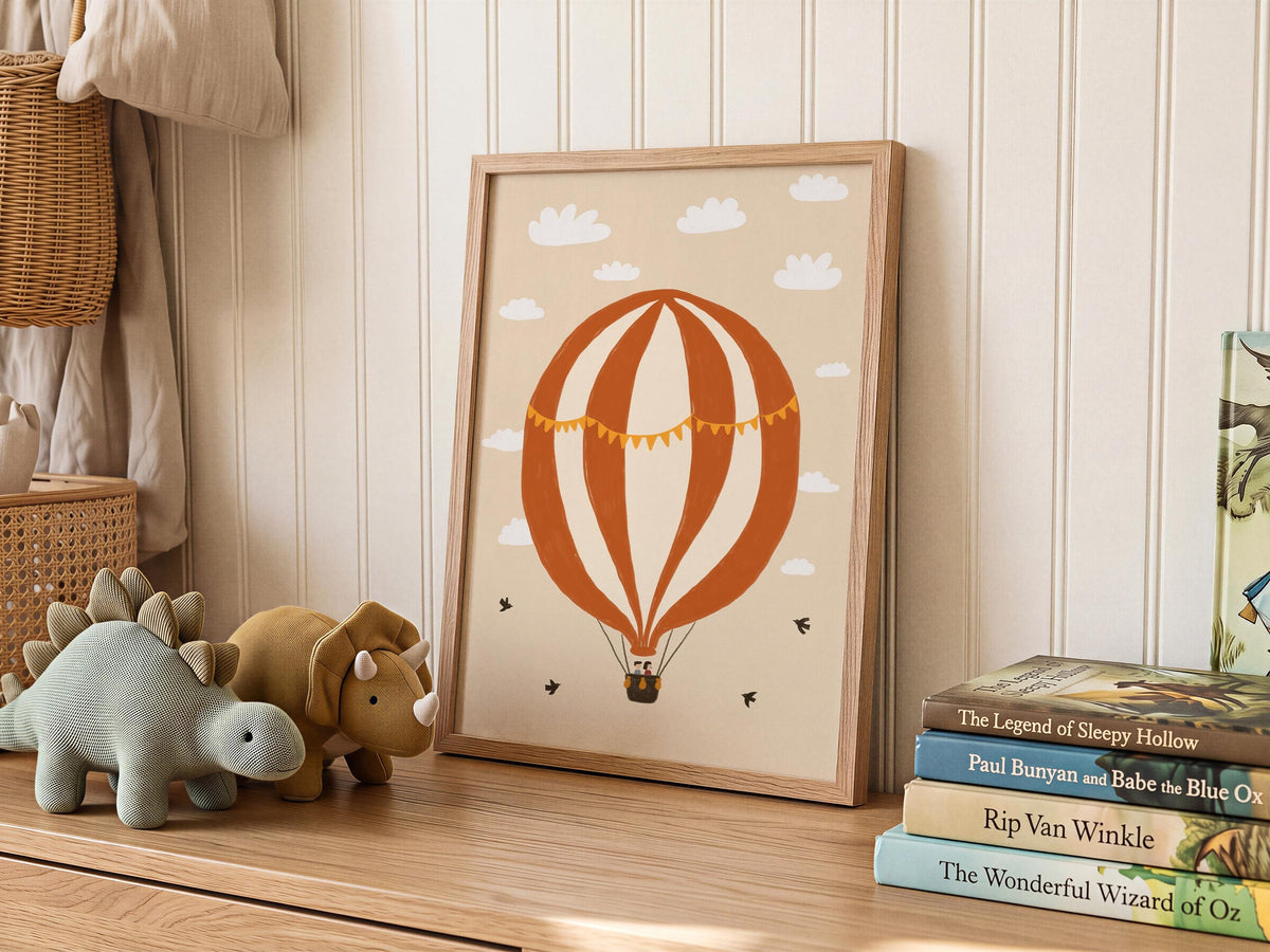 Hot Air Balloon Nursery Print, Whimsical Playroom Wall Art, Hand-Drawn Kids Room Decor (MR172) — poster 2