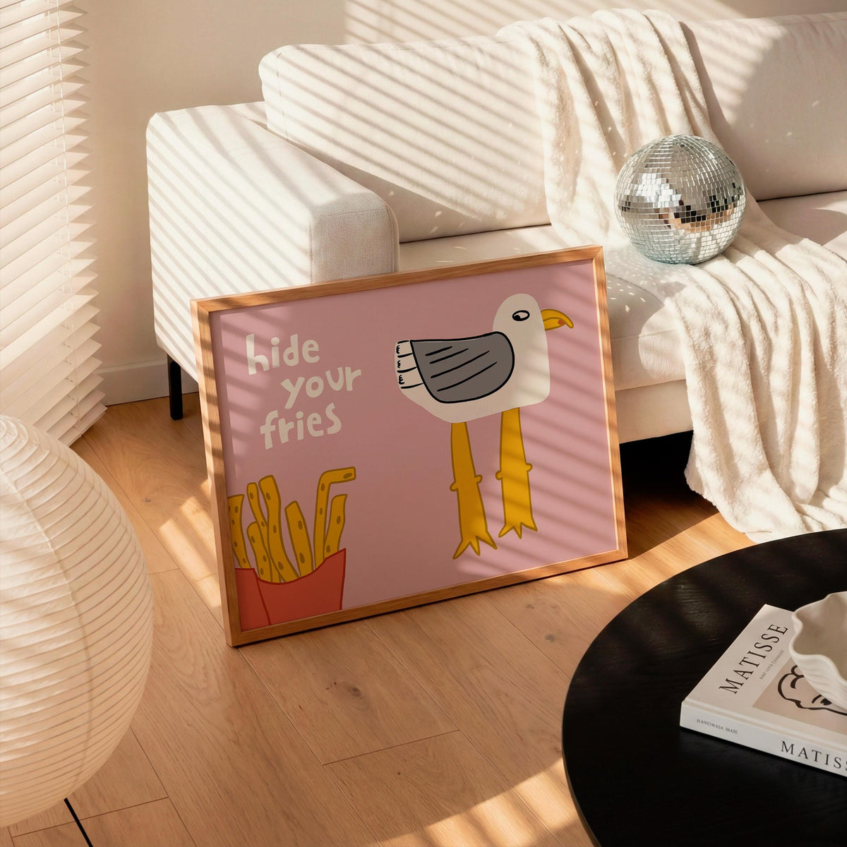 Funny Seagull Print, Beachy Wall Art, Quirky Beach House Decor, Hide Your Fries (MR162) — poster 5