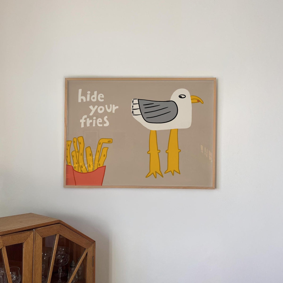 Funny Seagull Print, Beachy Wall Art, Quirky Beach House Decor, Hide Your Fries (MR162) — poster 4