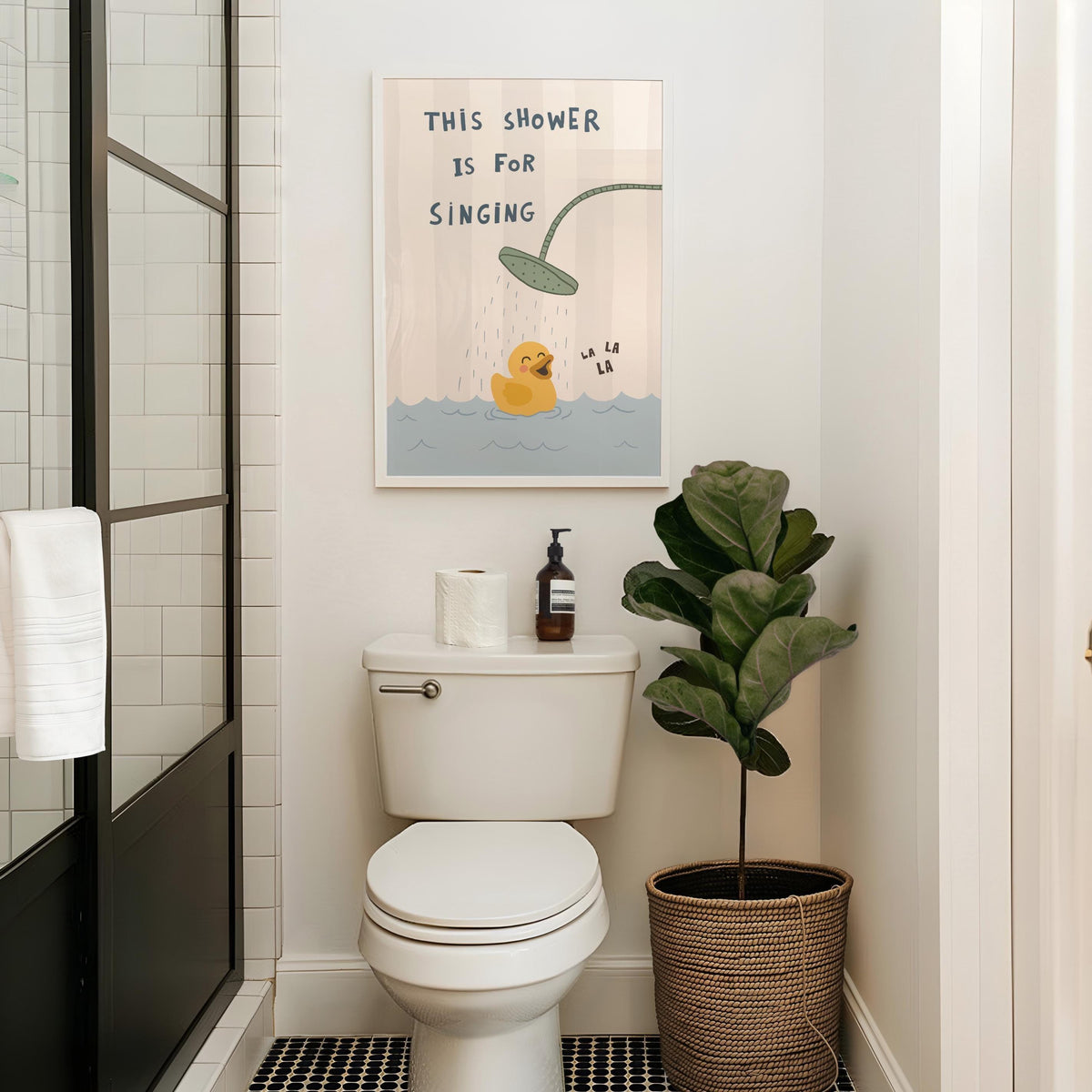 Funny Duck Bathroom Wall Art, This Shower Is for Singing, Funky Dopamine Decor MR173 — poster 4