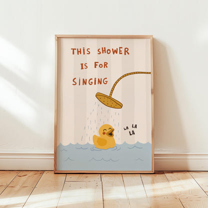 Funny Duck Bathroom Wall Art, This Shower Is for Singing, Funky Dopamine Decor MR173 — poster 1