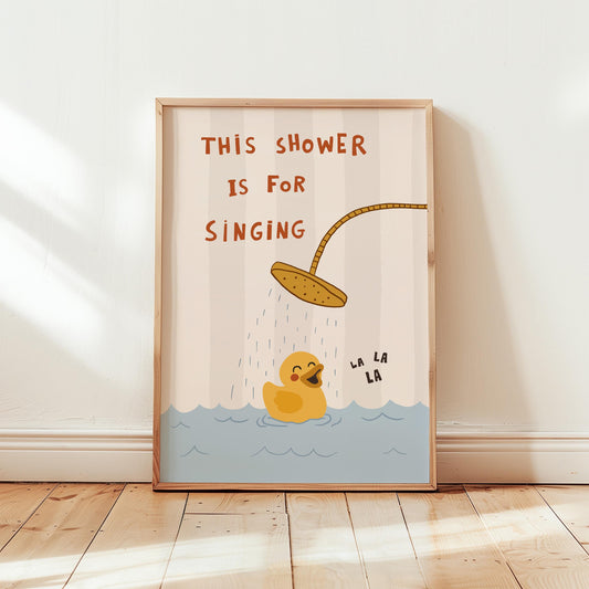 Funny Duck Bathroom Wall Art, This Shower Is for Singing, Funky Dopamine Decor MR173 — poster 1