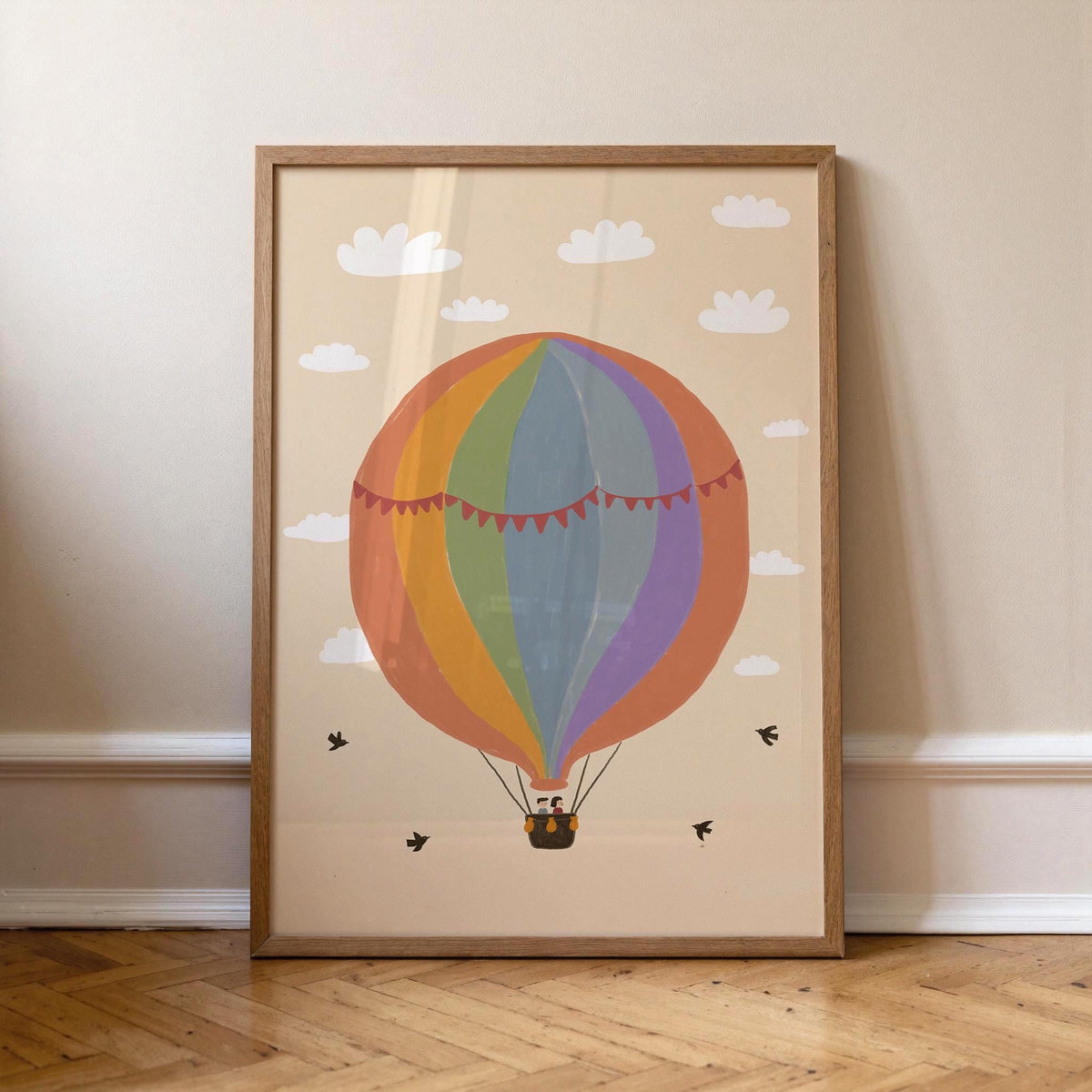 Hot Air Balloon Nursery Print, Whimsical Playroom Wall Art, Hand-Drawn Kids Room Decor (MR172) — poster 7