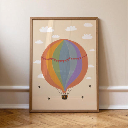 Hot Air Balloon Nursery Print, Whimsical Playroom Wall Art, Hand-Drawn Kids Room Decor (MR172) — poster 7