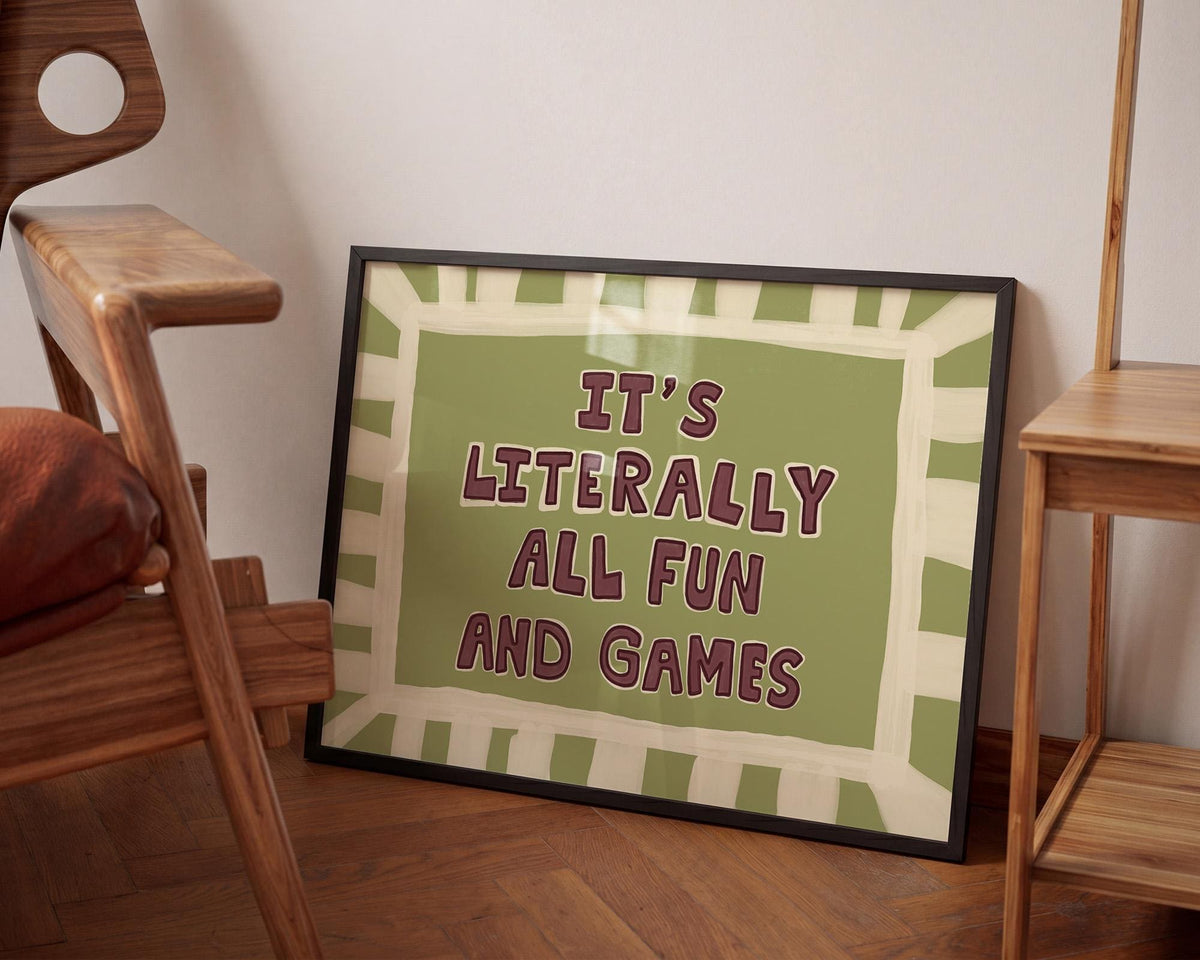 Fun and Games Poster, Funky Wall Art, Hand-Drawn Retro Typography, Dopamine Decor MR171 — poster 4