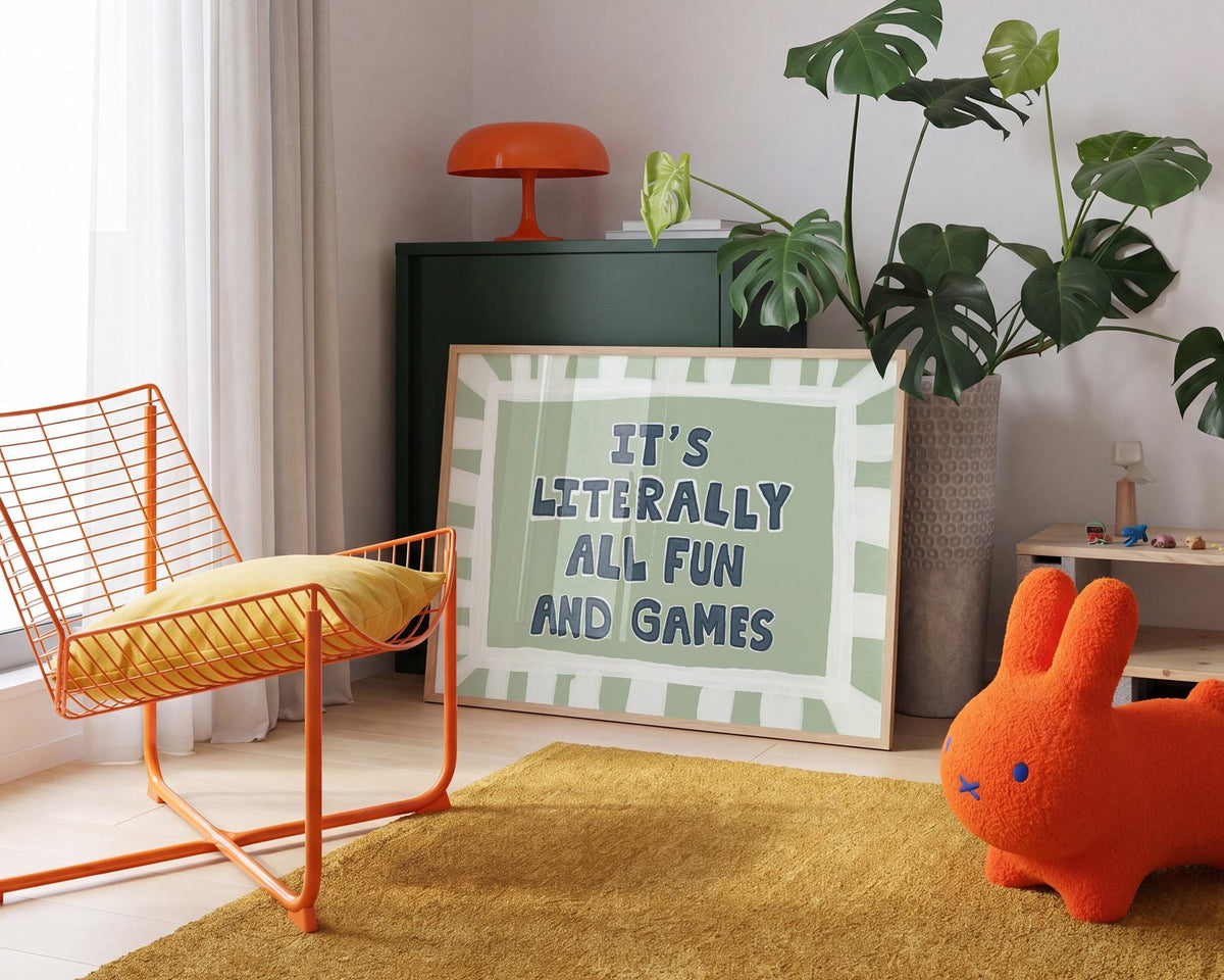 Fun and Games Poster, Funky Wall Art, Hand-Drawn Retro Typography, Dopamine Decor MR171 — poster 7