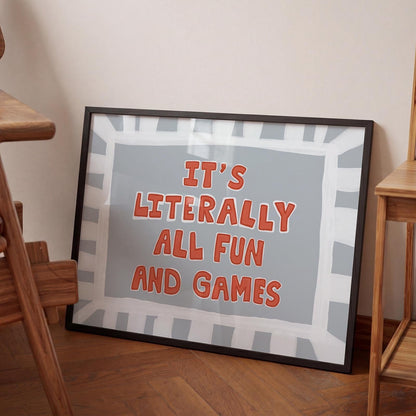 Fun and Games Poster, Funky Wall Art, Hand-Drawn Retro Typography, Dopamine Decor MR171 — poster 1