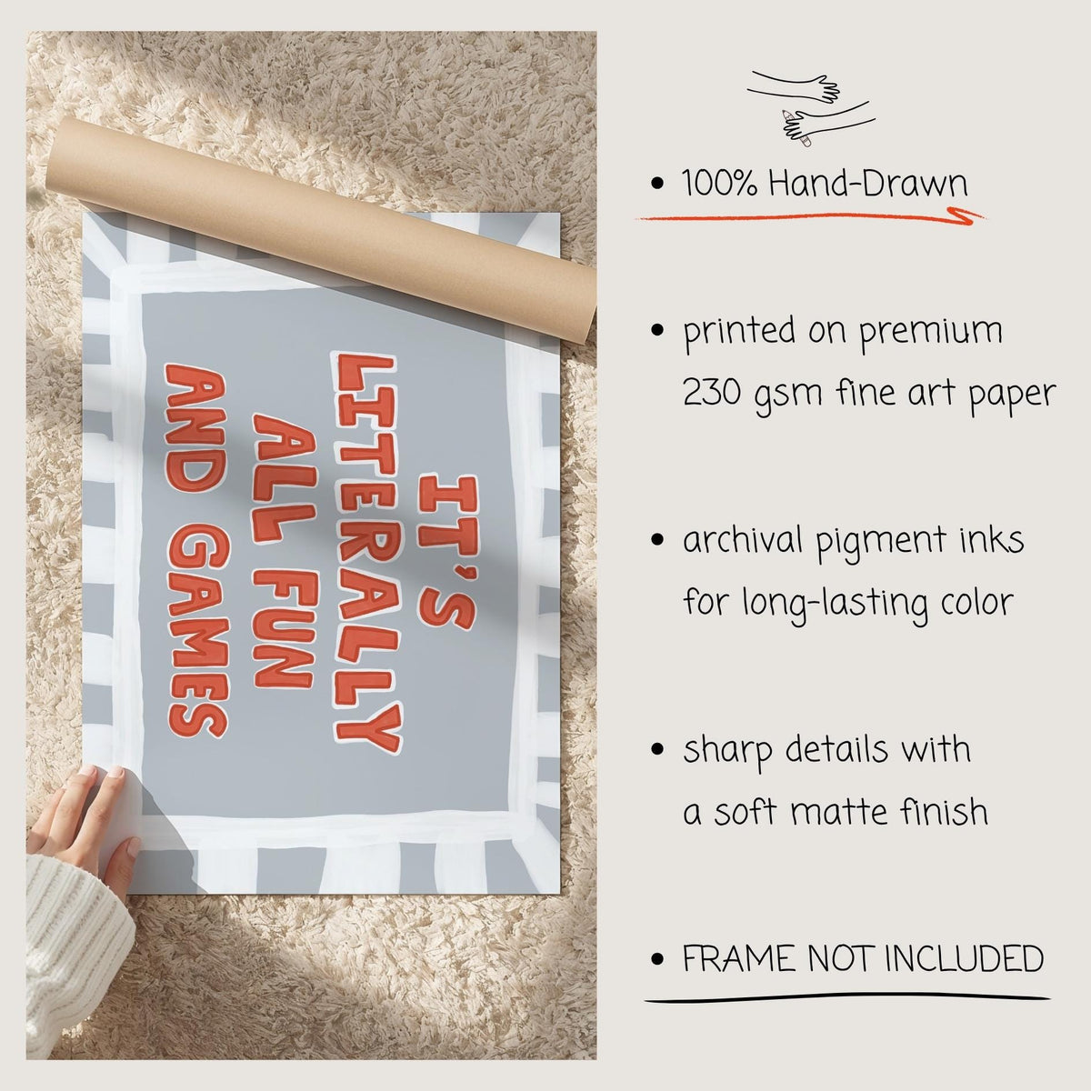 Fun and Games Poster, Funky Wall Art, Hand-Drawn Retro Typography, Dopamine Decor MR171 — poster 10