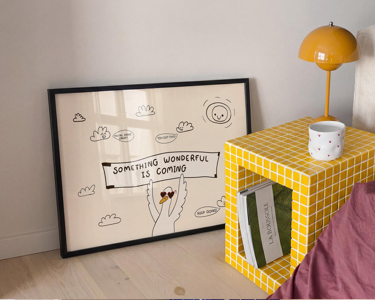 Motivational Goose Poster, Playroom Wall Art, Positive Affirmation, Something Wonderful Is Coming (MR176) — poster 2