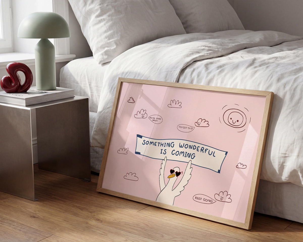 Motivational Goose Poster, Playroom Wall Art, Positive Affirmation, Something Wonderful Is Coming (MR176) — poster 8