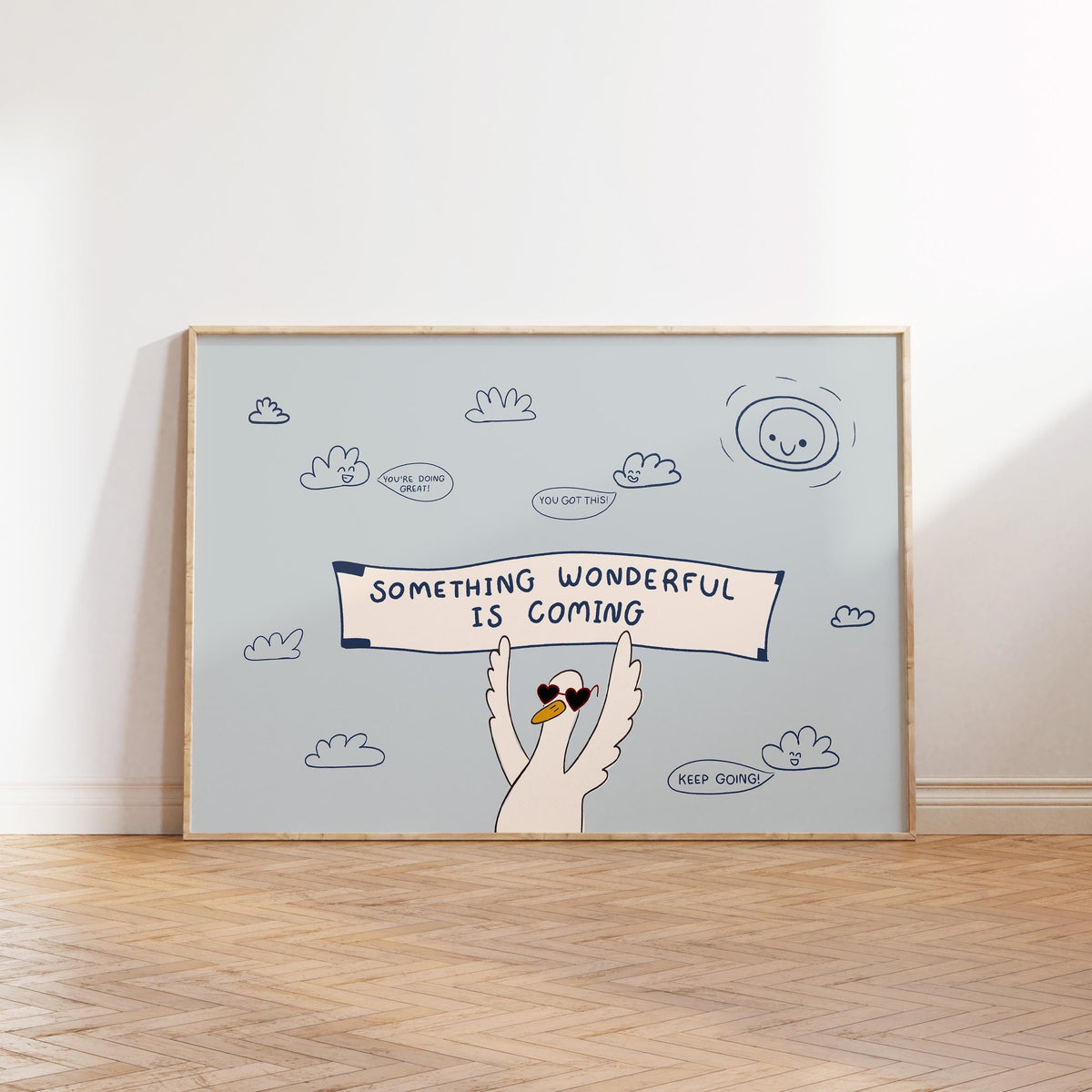 Motivational Goose Poster, Playroom Wall Art, Positive Affirmation, Something Wonderful Is Coming (MR176) — poster 12