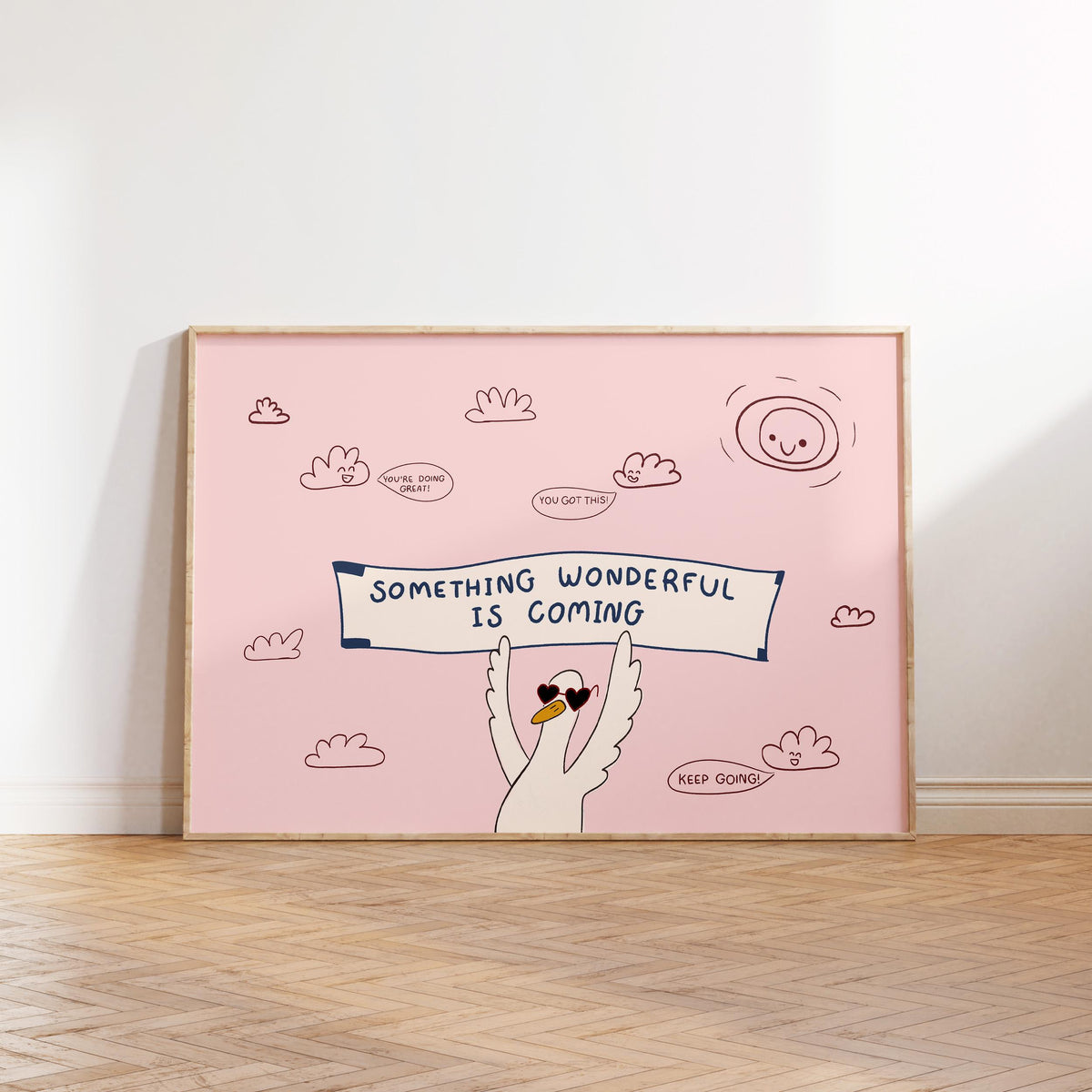 Motivational Goose Poster, Playroom Wall Art, Positive Affirmation, Something Wonderful Is Coming (MR176) — poster 13