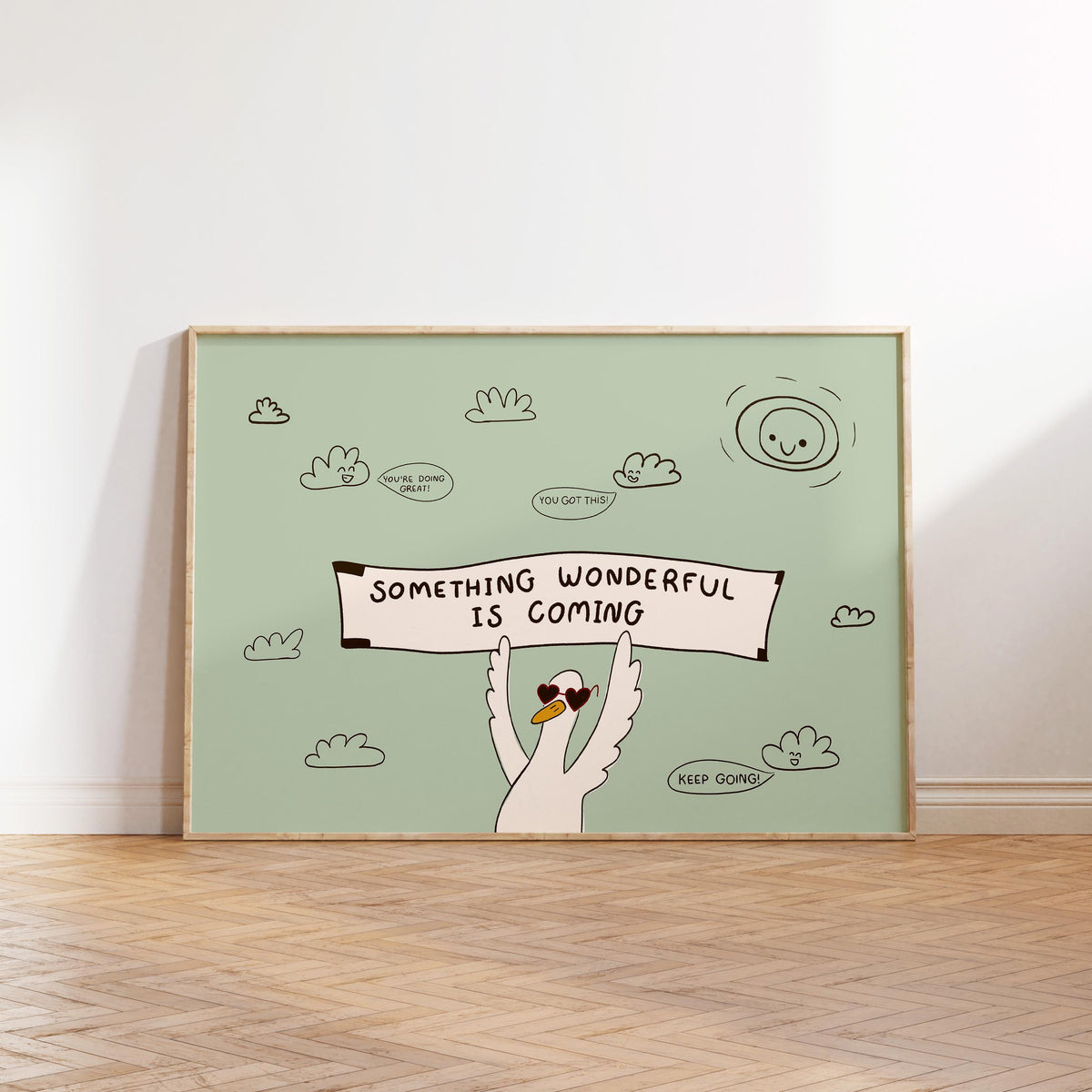 Motivational Goose Poster, Playroom Wall Art, Positive Affirmation, Something Wonderful Is Coming (MR176) — poster 10