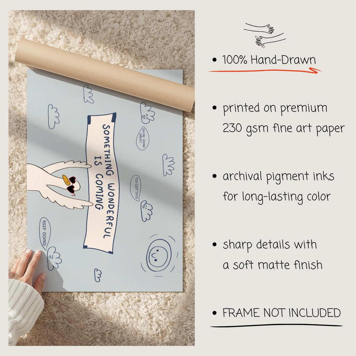 Motivational Goose Poster, Playroom Wall Art, Positive Affirmation, Something Wonderful Is Coming (MR176) — poster 9