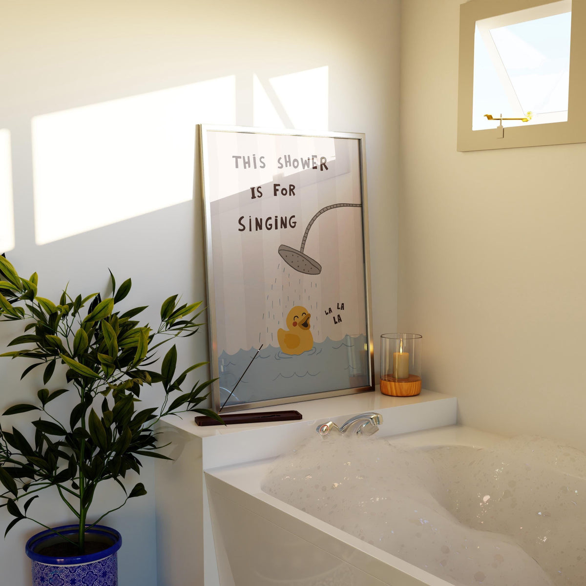 Funny Duck Bathroom Wall Art, This Shower Is for Singing, Funky Dopamine Decor MR173 — poster 5