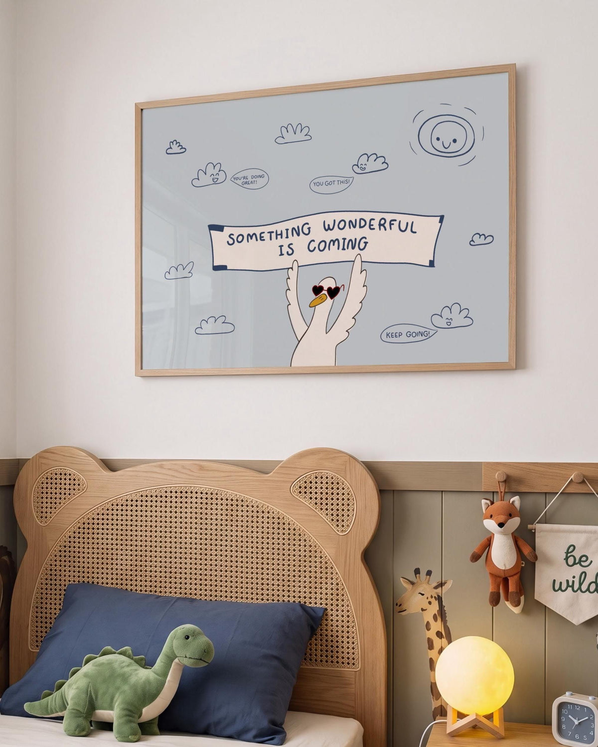 Motivational Goose Poster, Playroom Wall Art, Positive Affirmation, Something Wonderful Is Coming (MR176) — poster 3